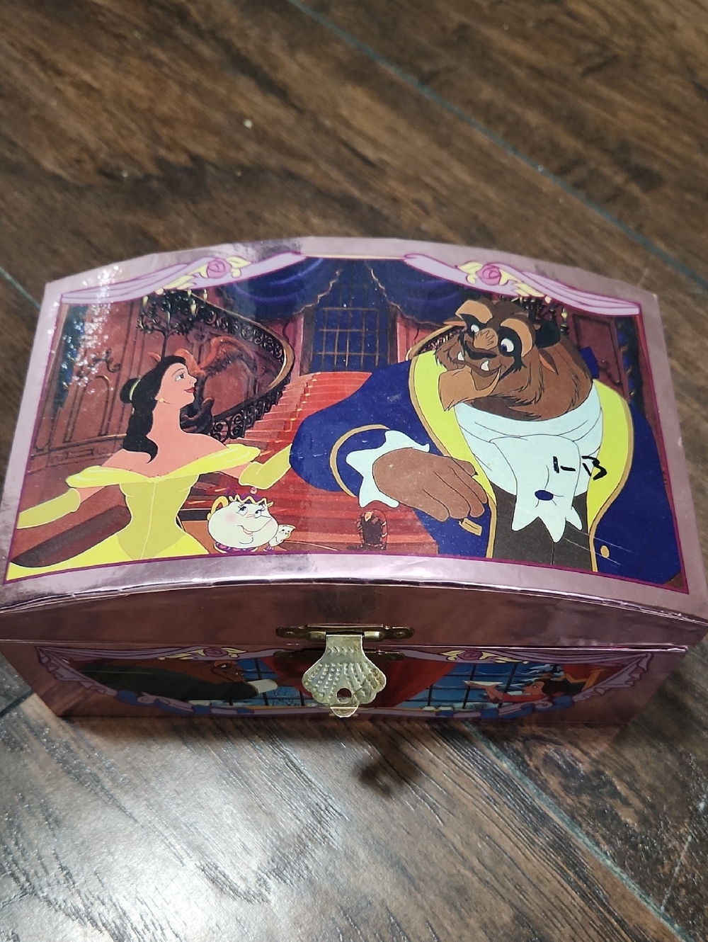 Vintage Disney Beauty and the Beast Pink Music Jewelry Box
